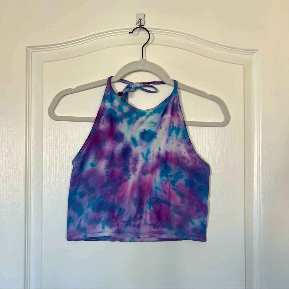 Aeropostale Purple & Blue Tie Dye Tank Halter Crop Top